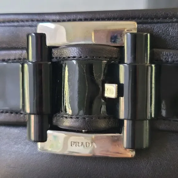 PRADA Tall Black Riding Boots Leather, Nappa Vernice Size 37 3W4567 - Picture 13 of 15